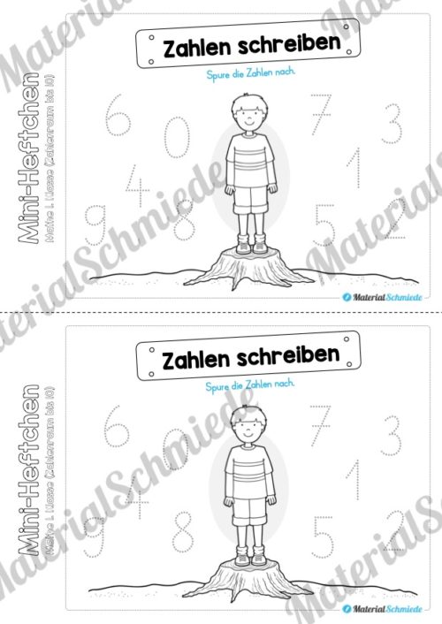 Mini-Heft: Mathe für die 1. Klasse - Zahlenraum 10 (Zahlen nachspuren)