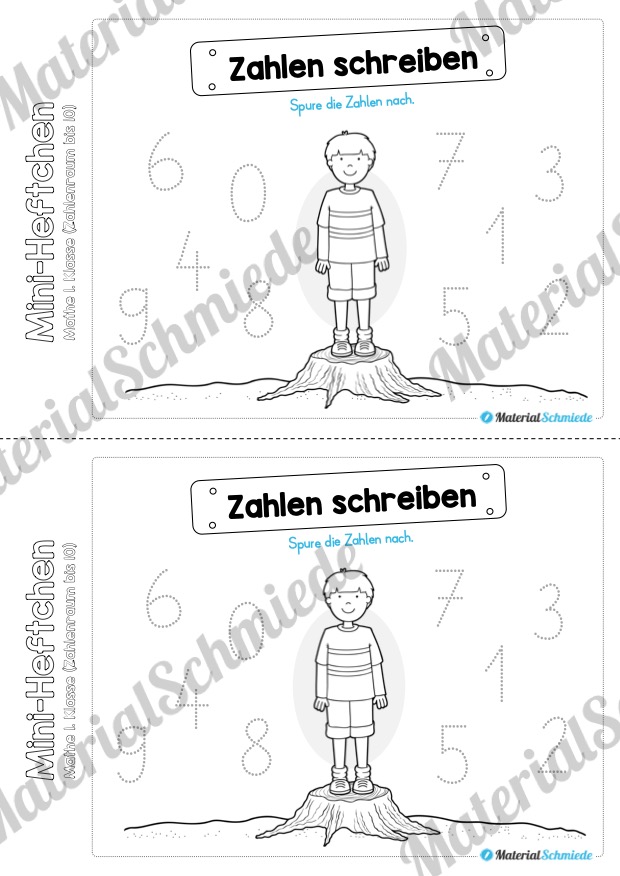 Mini-Heft: Mathe für die 1. Klasse – Zahlenraum 10 (Zahlen nachspuren)