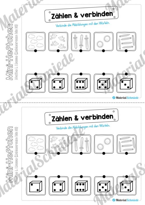 Mini-Heft: Mathe für die 1. Klasse - Zahlenraum 10 (Zahlen & verbinden)