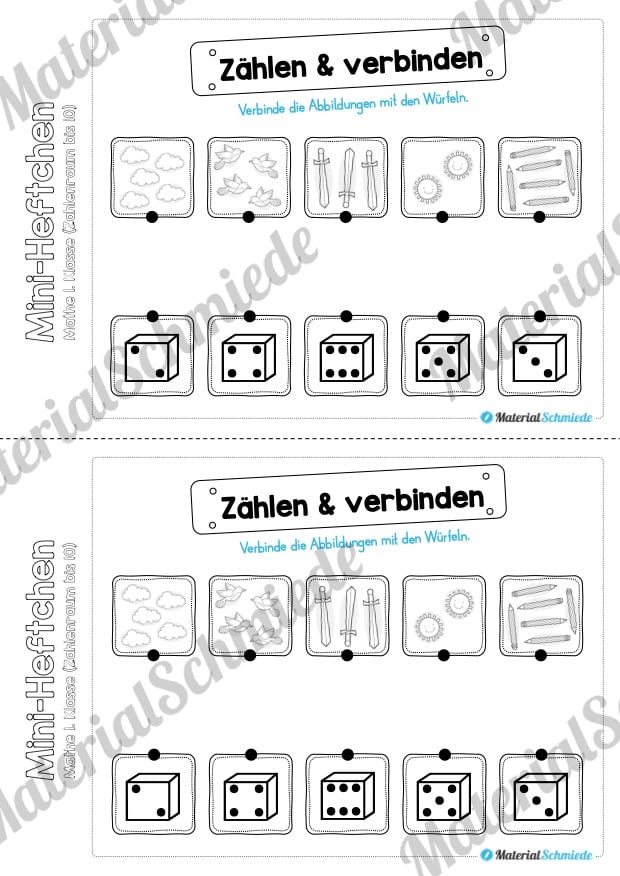 Mini-Heft: Mathe für die 1. Klasse – Zahlenraum 10 (Zahlen & verbinden)