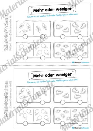 Mini-Heft: Mathe für die 1. Klasse – Zahlenraum 10 (Mehr oder weniger)