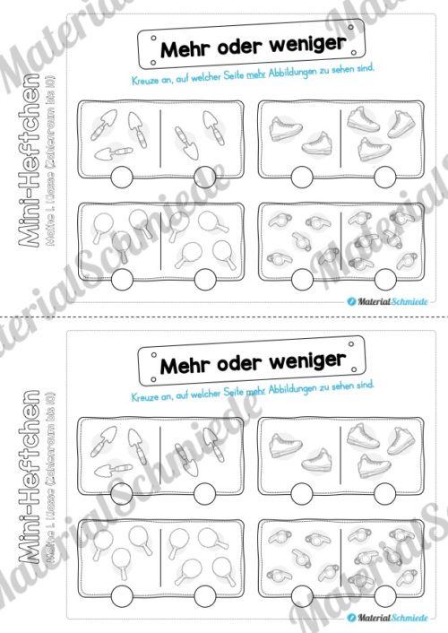Mini-Heft: Mathe für die 1. Klasse - Zahlenraum 10 (Mehr oder weniger)