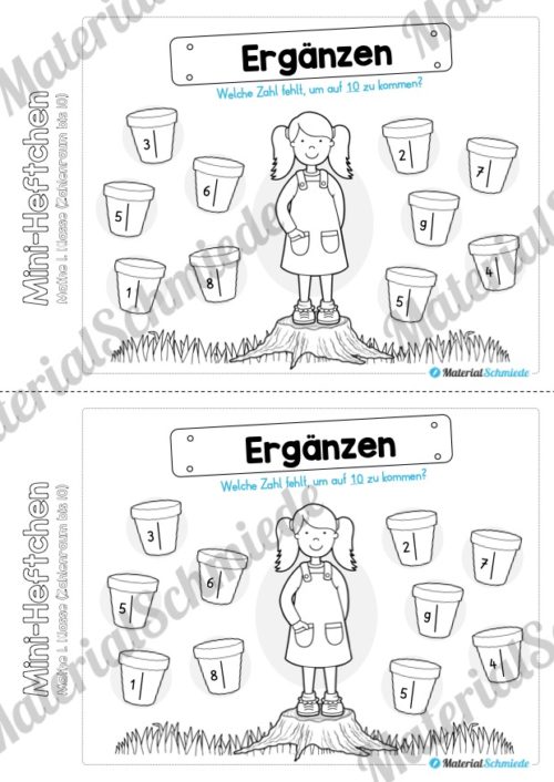 Mini-Heft: Mathe für die 1. Klasse - Zahlenraum 10 (Zahlen ergänzen)