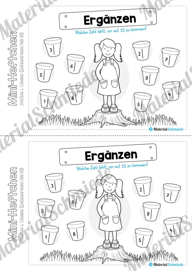 Mini-Heft: Mathe für die 1. Klasse – Zahlenraum 10 (Zahlen ergänzen)