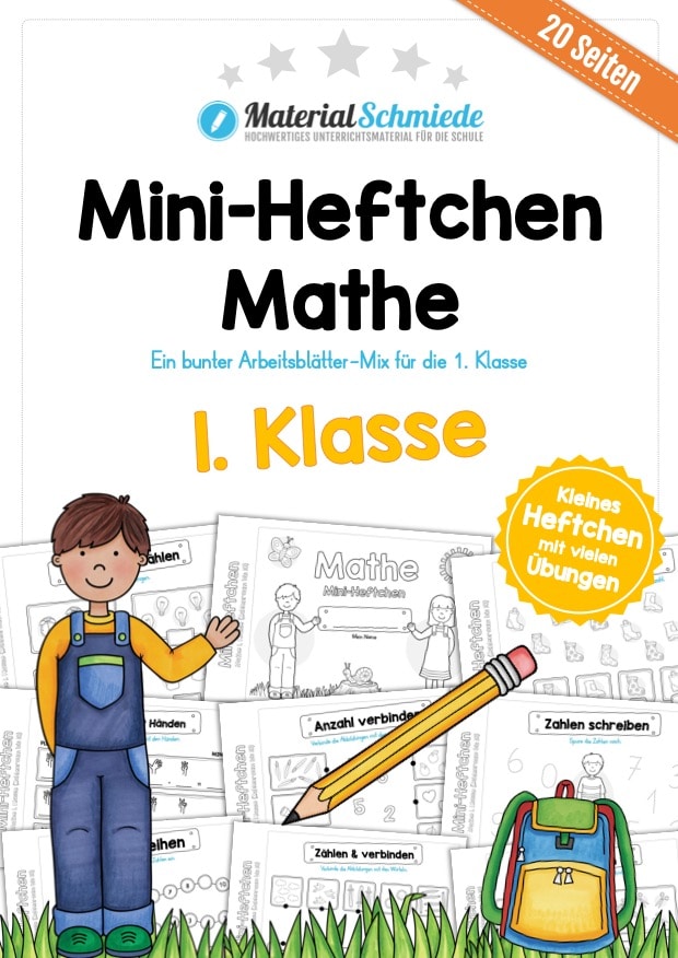 Mini-Heft: Mathe für die 1. Klasse – Zahlenraum 10 (25 Arbeitsblätter)