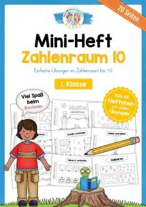 Mini-Heft: Zahlenraum 10 für die 1. Klasse (20 Arbeitsblätter)