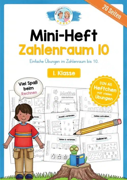 Mini-Heft: Zahlenraum 10 für die 1. Klasse (20 Arbeitsblätter)