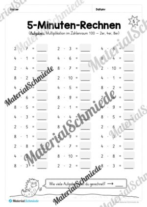 5-Minuten-Rechnen: Multiplikation im Zahlenraum 100 (Vorschau 04)