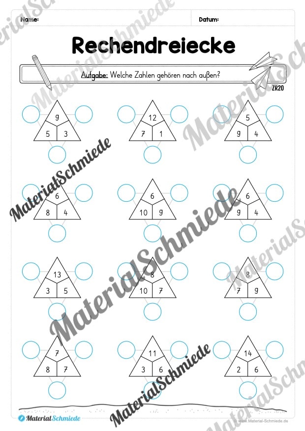 Materialpaket Rechendreiecke: Zahlenraum 10 & 20 (Vorschau 04)