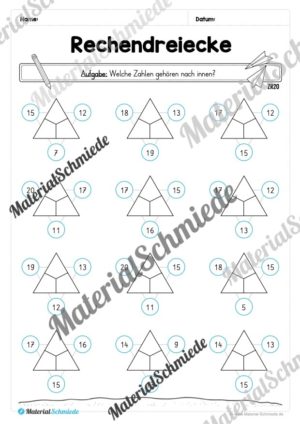 Materialpaket Rechendreiecke: Zahlenraum 10 & 20 (Vorschau 06)