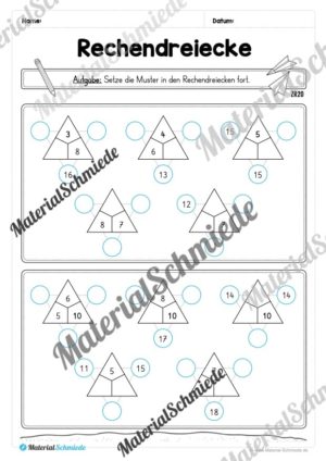 Materialpaket Rechendreiecke: Zahlenraum 10 & 20 (Vorschau 08)