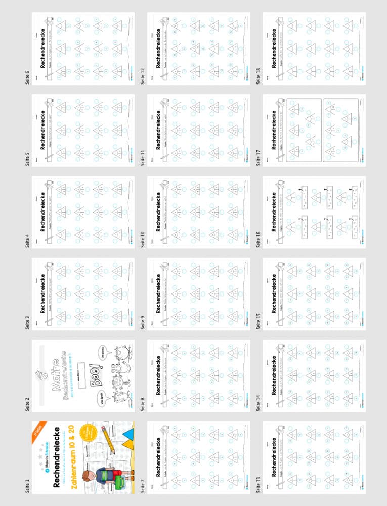 Materialpaket Rechendreiecke: Zahlenraum 10 & 20 (Überblick)