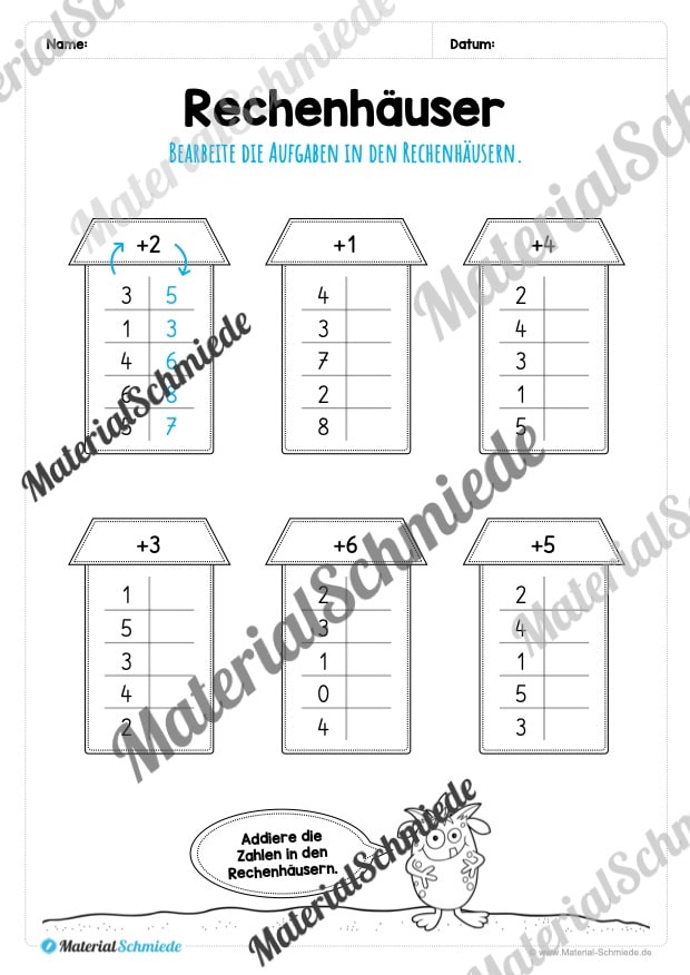 Rechenhäuser im Zahlenraum 10 (Vorschau 03)