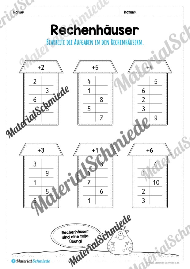 Rechenhäuser im Zahlenraum 10 (Vorschau 07)