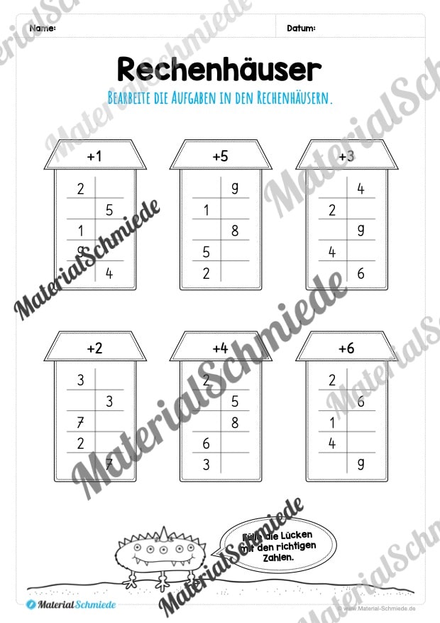 Rechenhäuser im Zahlenraum 10 (Vorschau 08)