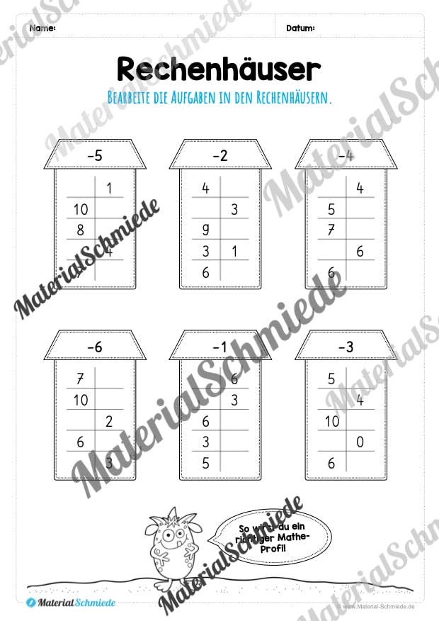 Rechenhäuser im Zahlenraum 10 (Vorschau 14)