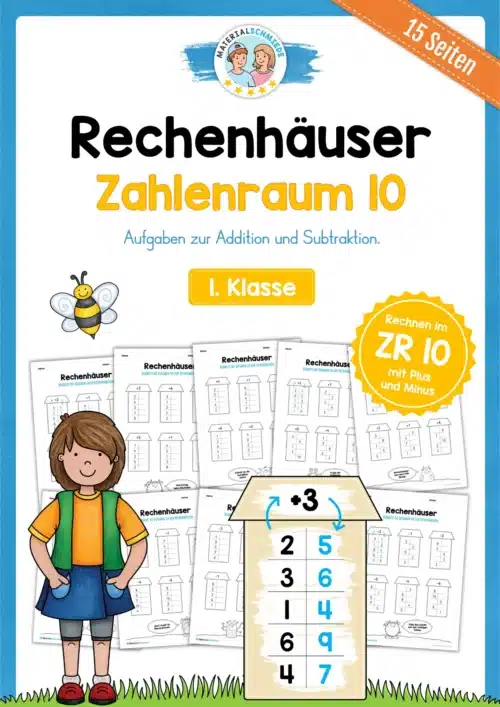 Rechenhäuser im Zahlenraum 10 (15 Arbeitsblätter)
