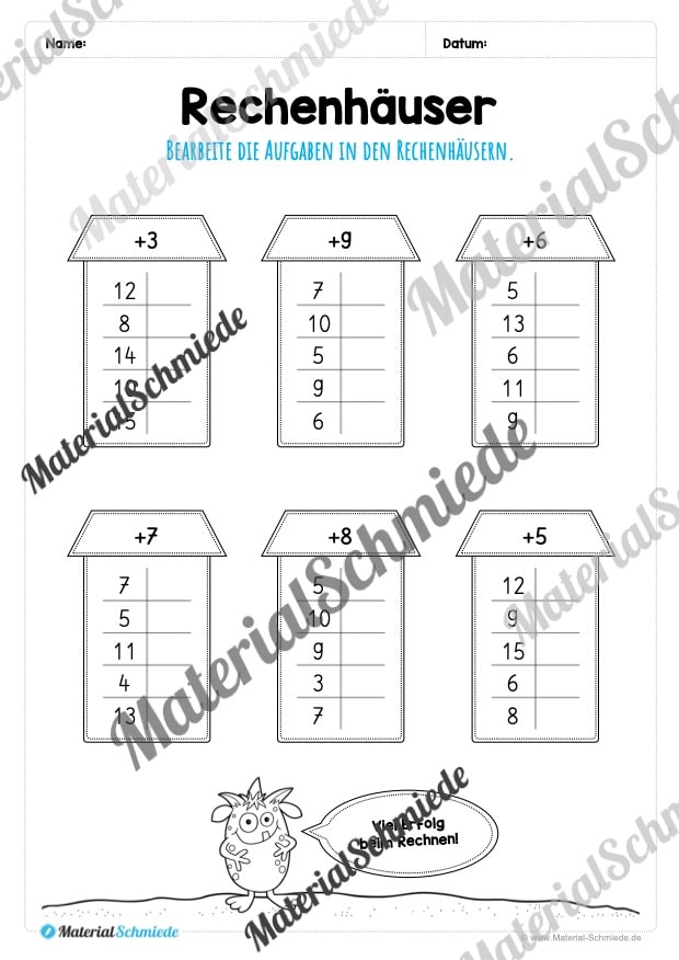 Rechenhäuser im Zahlenraum 20 (Vorschau 04)