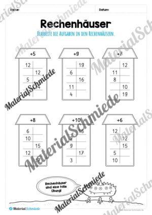 Rechenhäuser im Zahlenraum 20 (Vorschau 07)