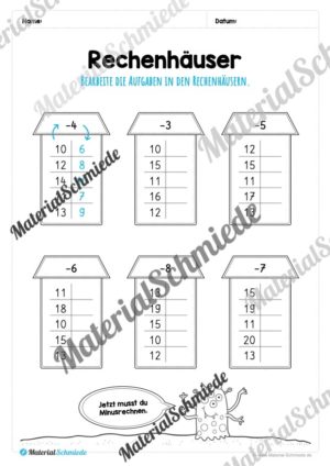 Rechenhäuser im Zahlenraum 20 (Vorschau 09)