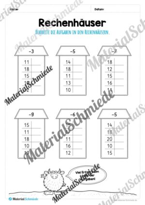 Rechenhäuser im Zahlenraum 20 (Vorschau 10)