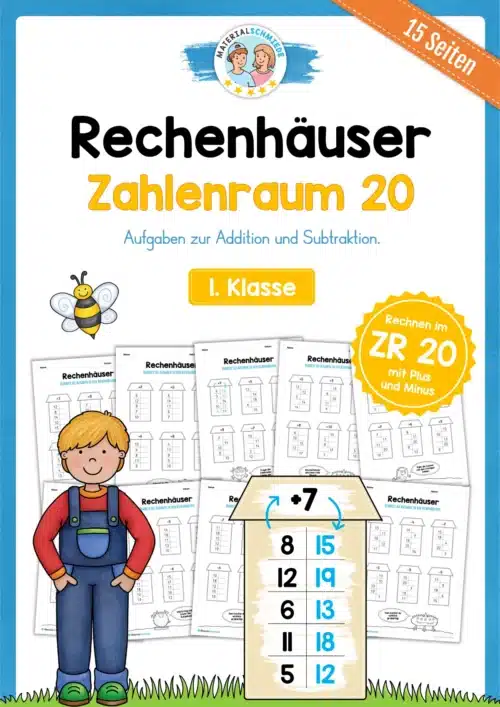 Rechenhäuser im Zahlenraum 20 (15 Arbeitsblätter)