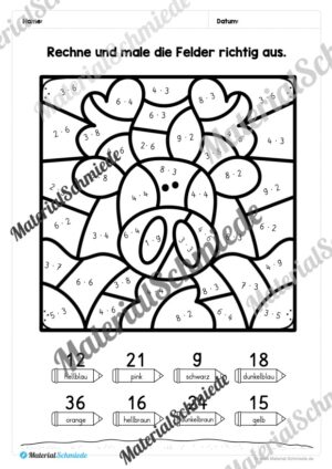 8 Rechenmalblätter: Kleines 1×1 (Vorschau 01)