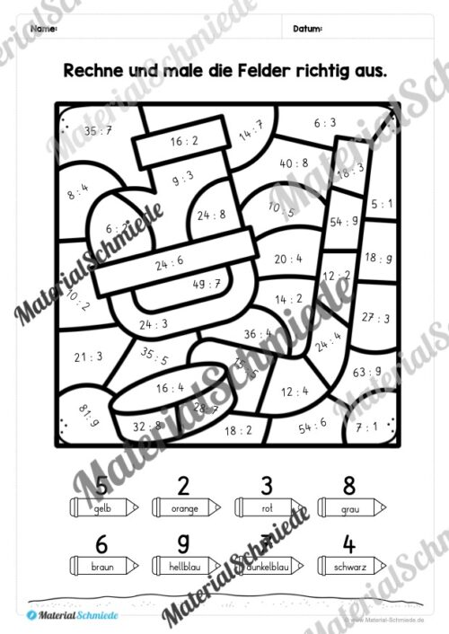 8 Rechenmalblätter: Kleines 1x1 (Vorschau 03)