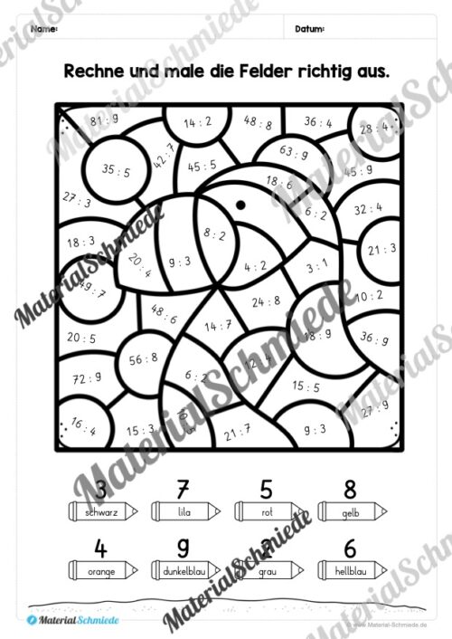 8 Rechenmalblätter: Kleines 1x1 (Vorschau 04)