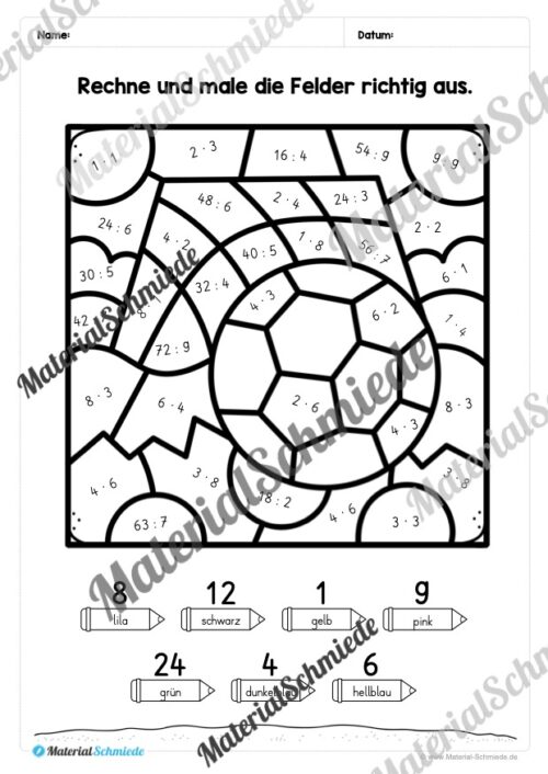8 Rechenmalblätter: Kleines 1x1 (Vorschau 05)
