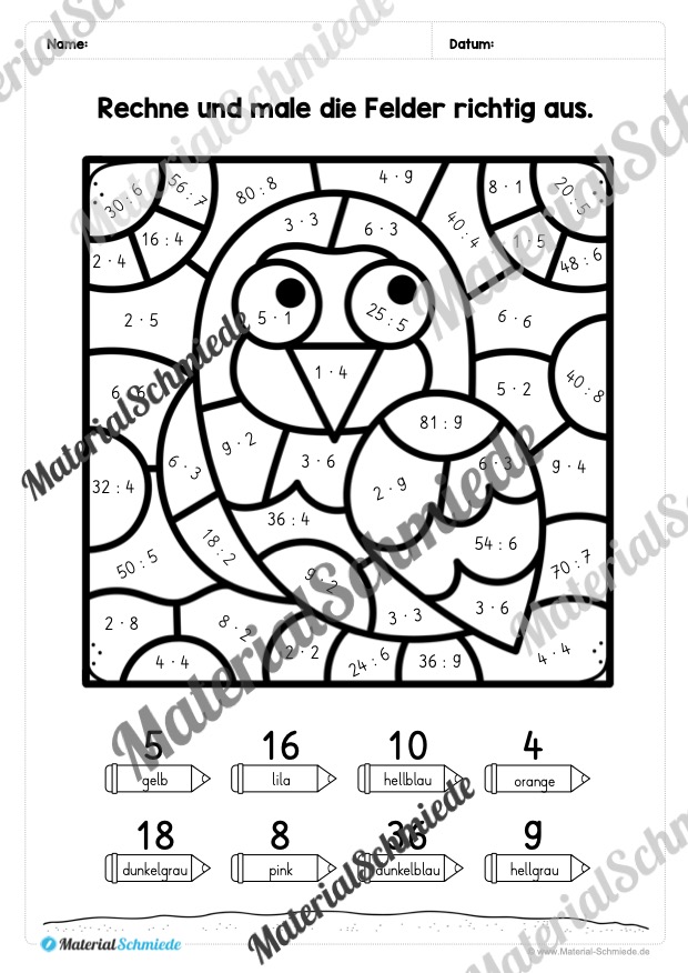 8 Rechenmalblätter: Kleines 1×1 (Vorschau 06)
