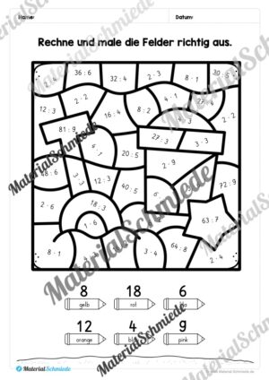 8 Rechenmalblätter: Kleines 1×1 (Vorschau 07)