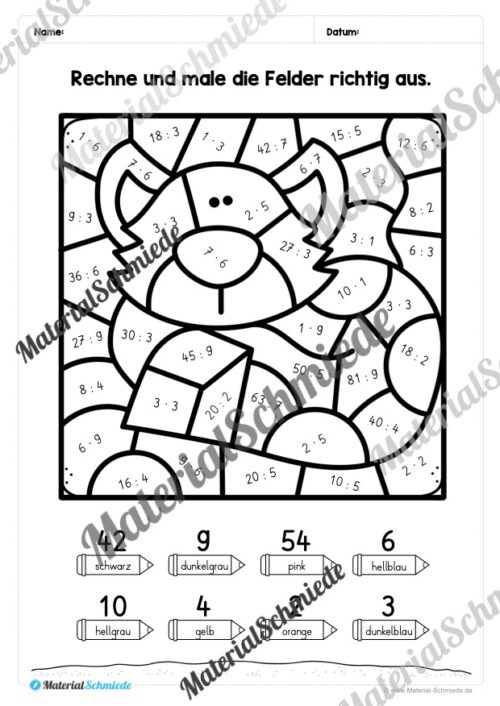 8 Rechenmalblätter: Kleines 1x1 (Vorschau 08)