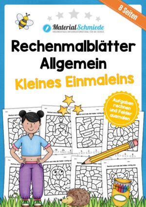 8 Rechenmalblätter: Kleines 1x1