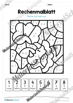 8 Rechenmalblätter Subtraktion im Zahlenraum bis 10 (Vorschau 11)