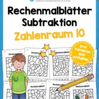 8 Rechenmalblätter Subtraktion im Zahlenraum bis 10