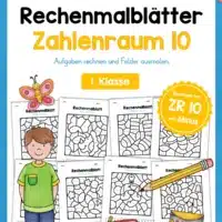 8 Rechenmalblätter im Zahlenraum 10 (Subtraktion)