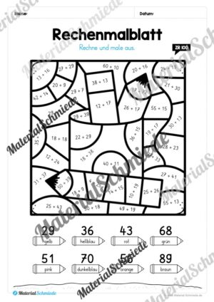 8 Rechenmalblätter im Zahlenraum bis 100 (Vorschau 02)