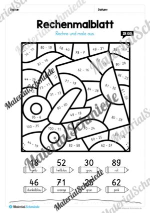 8 Rechenmalblätter im Zahlenraum bis 100 (Vorschau 04)