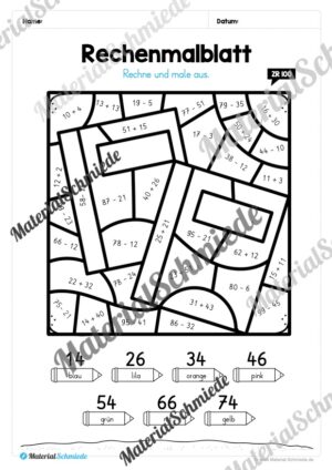 8 Rechenmalblätter im Zahlenraum bis 100 (Vorschau 05)