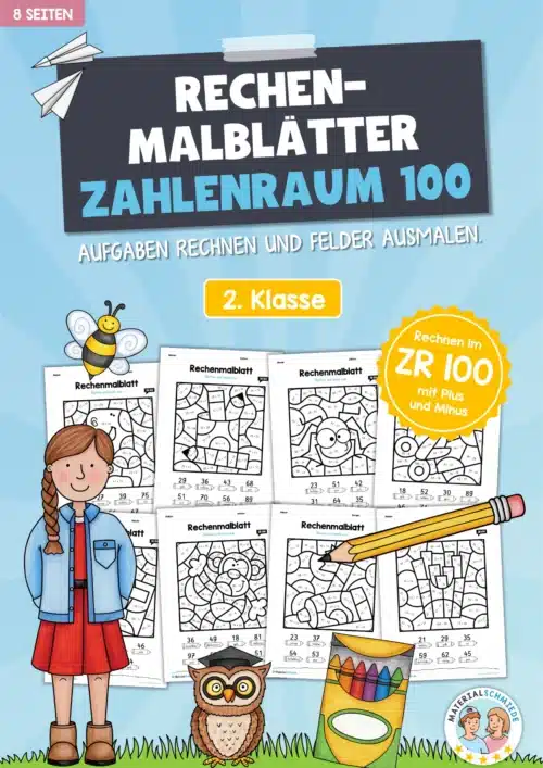 8 Rechenmalblätter im Zahlenraum 100