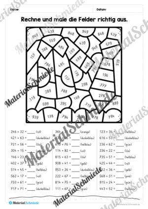8 Rechenmalblätter im Zahlenraum bis 1.000 (Vorschau 02)