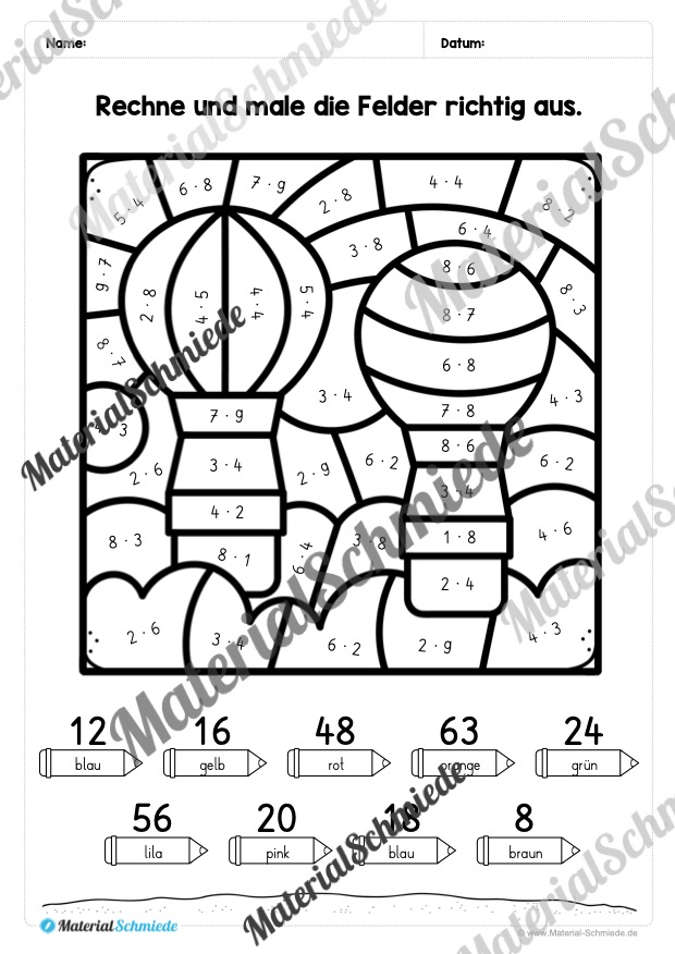 8 Rechenmalblätter im Zahlenraum bis 1.000 (Vorschau 05)
