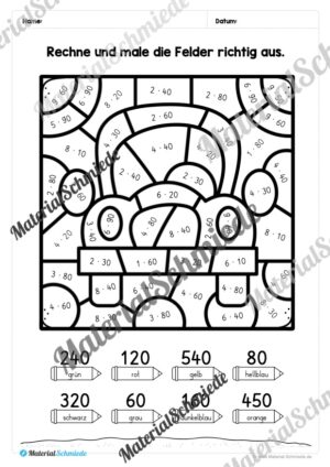 8 Rechenmalblätter im Zahlenraum bis 1.000 (Vorschau 06)