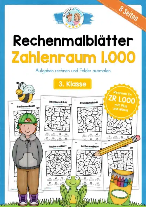 8 Rechenmalblätter: Zahlenraum 1.000