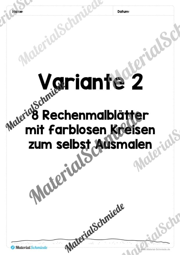 8 Rechenmalblätter Addition im Zahlenraum bis 20 (Vorschau 05)