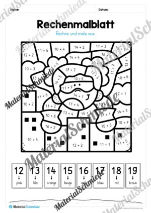 8 Rechenmalblätter Addition im Zahlenraum bis 20 (Vorschau 10)