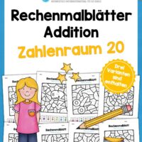 8 Rechenmalblätter Addition im Zahlenraum bis 20