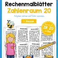 8 Rechenmalblätter im Zahlenraum 20 (Addition)