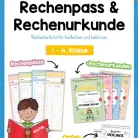 Vorlagen: Rechenpass & Rechenurkunde in Farbe und schwarz-weiß (1. - 4. Klasse)